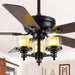 Ceiling Fans with Lights and Remote-Indoor/Outdoor Ceiling Fans,52'' Low Profile Flush Mount Ceiling Fan with Clear Seeded Glass Light Kit, 52" Farmhouse Ceiling Fan Quiet Reversible Motor