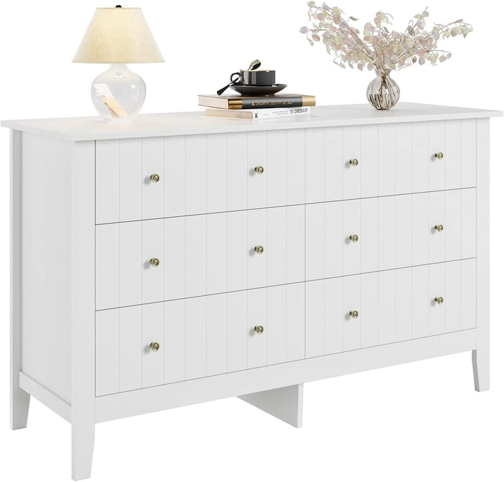 White 6-Drawer Dresser with Deep Space