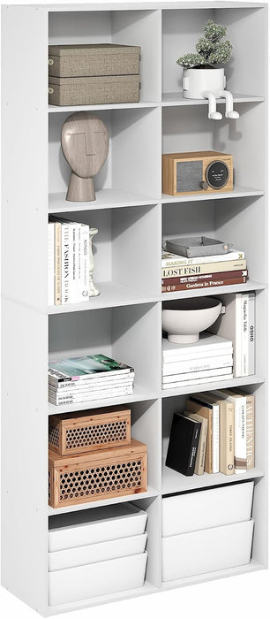 12-Cube Bookshelf, Bookcase, Open Storage Book Shelf, Cube Storage Organizer, 12 X 32 X 71, for Living Room, Home Office, White