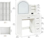Antiquewhite Vanity Desk With LED Illuminated Mirror