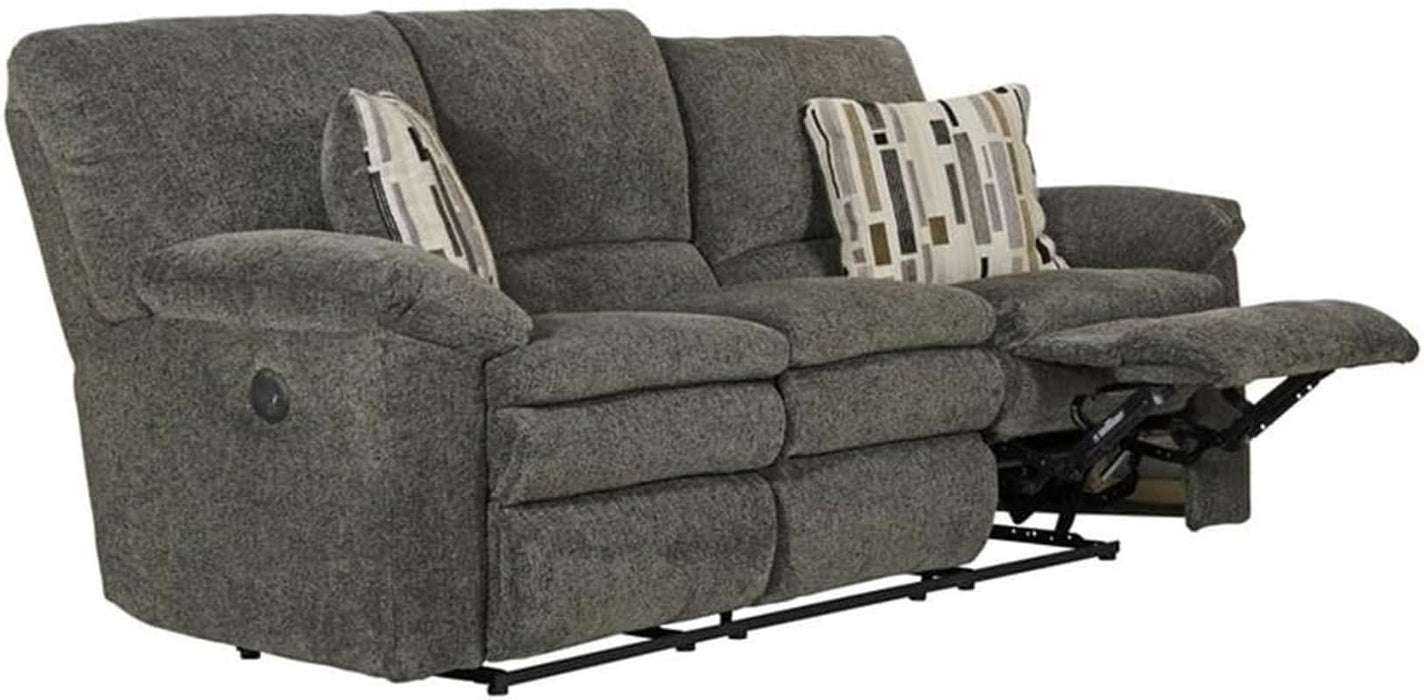 Maxim Power Reclining Sofa in Soft Charcoal Gray Polyester Fabric