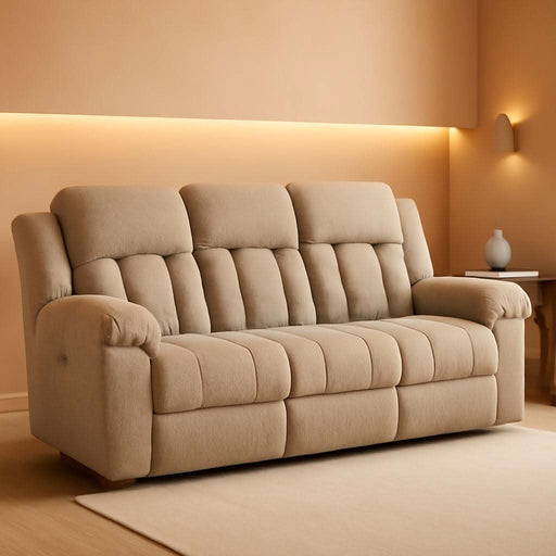 Tip-Off Classic Wall Hugger Power Reclining Sofa with Adjustable Headrest and USB Ports, Light Brown