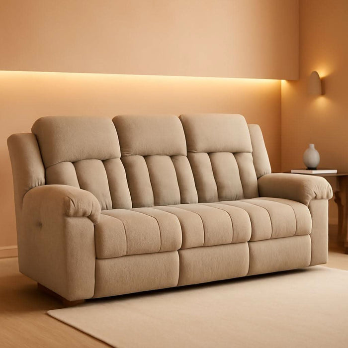 Tip-Off Classic Wall Hugger Power Reclining Sofa with Adjustable Headrest and USB Ports, Light Brown
