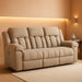 Tip-Off Classic Wall Hugger Power Reclining Sofa with Adjustable Headrest and USB Ports, Light Brown
