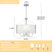 5-Light Drum Chandelier for Dining Room 18" Farmhouse Pendant Light with Linen Lampshade – Brushed Nickel Chandelier for Kitchen Island, Living Room, Bedroom, Entryway & Foyer
