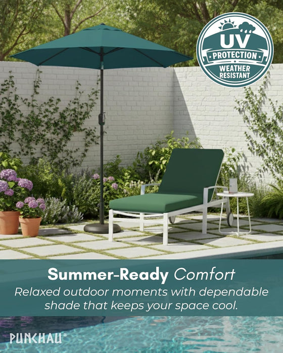 6 Ft Outdoor Patio Umbrella, Easy Open/Close Crank and Push Button Tilt Adjustment - Dark Teal Market Umbrellas
