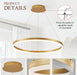 Modern LED Pendant Lighting 24'' Ring Chandelier Gold Dimmable LED Chandelier for Dining Room 36W Adjustable Pendant Light Fixture for Living Room Bedroom Home Office Foyer, 3000-6500K