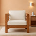 Great Deal Furniture Louise Outdoor Acacia Wood Club Chair with Cushion, Teak Finish and Beige