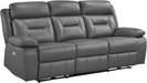 Power Double Recliner Sofa, Top Grain Leather Match Reclining Sofa with Pillow Top Armrests, Home Theater Seating, Wall Hugger Recliner Couch with USB Port, 87" W, Dark Gray