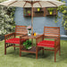 3 Pieces Outdoor Patio Table Chairs Set Acacia Wood Loveseat