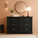 Charcoal Six Drawer Dresser With Handcrafted Woodwork