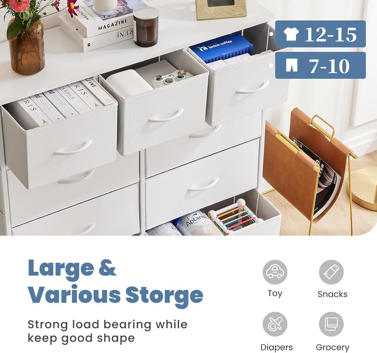 Sturdy Nine Drawer Dresser With Wardrobe Organization