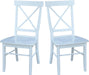 , Set of Two X-Back Dining Chairs, White , 225Lbs Wt Capacity, Solid Real Wood, Sturdy Parawood, White