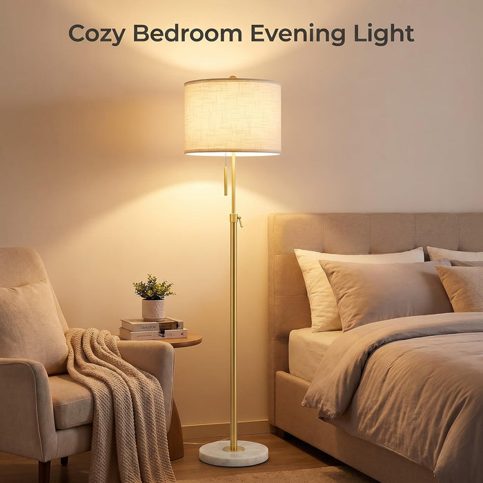 Gold Floor Lamps for Living Room, 55"-67" Height Adjustable Modern Tall Lamp, 3-Way Dimmable Standing Lamp for Bedroom Office Reading Corner Home Decor, New House Warming Gifts