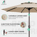 9 Ft 2-Tiers Patio Umbrellas Outdoor Table Market Umbrella W/Push Button Tilt/Crank, 8 Sturdy Ribs, UV Protection Waterproof Sunproof(Beige)