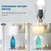 26" Peacock Green Glass Table Lamps Set of 2,Coastal Nautical Bedside Lamps with USB Ports & AC Outlet,Lamparas Elegantes Para Cuarto with Night Light for Bedroom Living Room Decoration