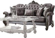 Versailles Velvet Tufted Nail-Head Trim Sofa in Antique Platinum and Silver