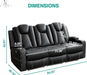 Living Room Furniture Set, Power Reclining Sofa Set, Air Leather Recliners with Built-In USB Ports and Storage Console, LED Reclining Couch Set for Living Room (Black, Sofa and Chair)