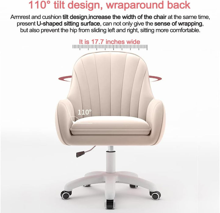 Home Office Chair Computer Chair with Mid-Back Upholstered Modern Tufted Computer Task Chair Swivel Height Adjustable Velvet Accent Chair.