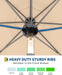 10 Ft Patio Umbrella with Solar Lights, 8 Ribs Outdoor Market Table Umbrella with 40 LED Lights & Tilt Crank for Pool, Deck, Backyard (Tan)