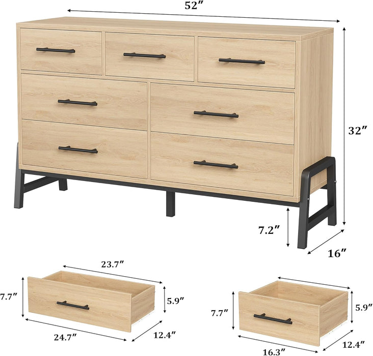 Natural Oak 52InchWide Dresser SleekContemporary Bedroom