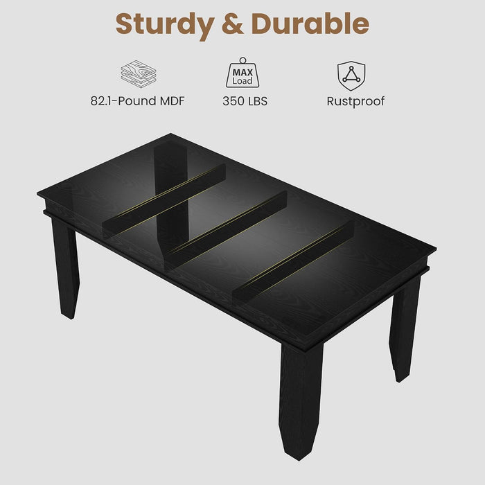 Farmhouse Dining Table for 6-8 People, 71 in Long Kitchen Tables with Wooden Sturdy Frame, 6 Ft Large Rectangular Dinner Table for Dining Room, Kitchen, Black, 63" Non-Extendable