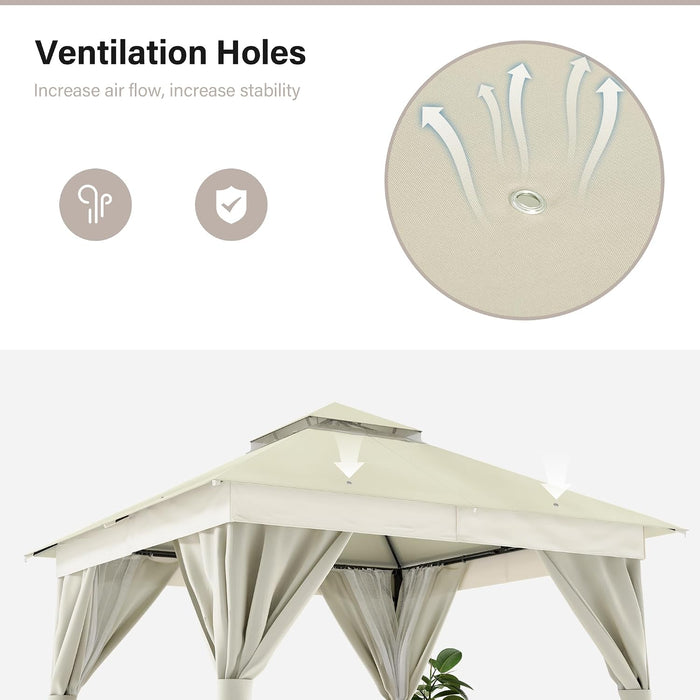 10x10 PatioOutdoor Gazebo Weather Resistant Double Roofs