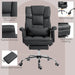Executive Office Chair with Footrest and Lumbar Support, PU Leather Ergonomic Office Desk Chair, Reclining and Swivel Chair, Black