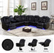 Living Room Furniture Set Black Leather Sofa Living Room Set Power Recliner Adjustable Sofa,Loveseat and Chair with Cup Holders/Storage Console/Led Light/Ups Port for Living Room, Office