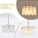 Modern Gold Chandelier, 18.3’’ Luxury Glass Chandelier for Dining Room Clound Glass 3-Light Drum Pendant Light Fixture for Bedroom Kitchen Island Entryway