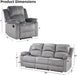 Manual Reclining Couch Set for Living Room, Include 1 Recliner Chair, 3 Seat Sofa, Soft Microfiber Recliner Sofa Furniture Set for Home and Office, Grey