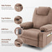 Oversized Swivel Rocker Recliner Chair with Heat and Massage, 360 Degree Swivel Rocking Single Sofa with Cup Holders and USB Port, Big Large Recliner Chair for Living Room (Fabric, Brown)