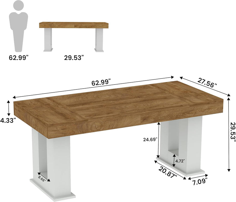 63 Inch Rectangular Executive Desk with Spacious Desktop