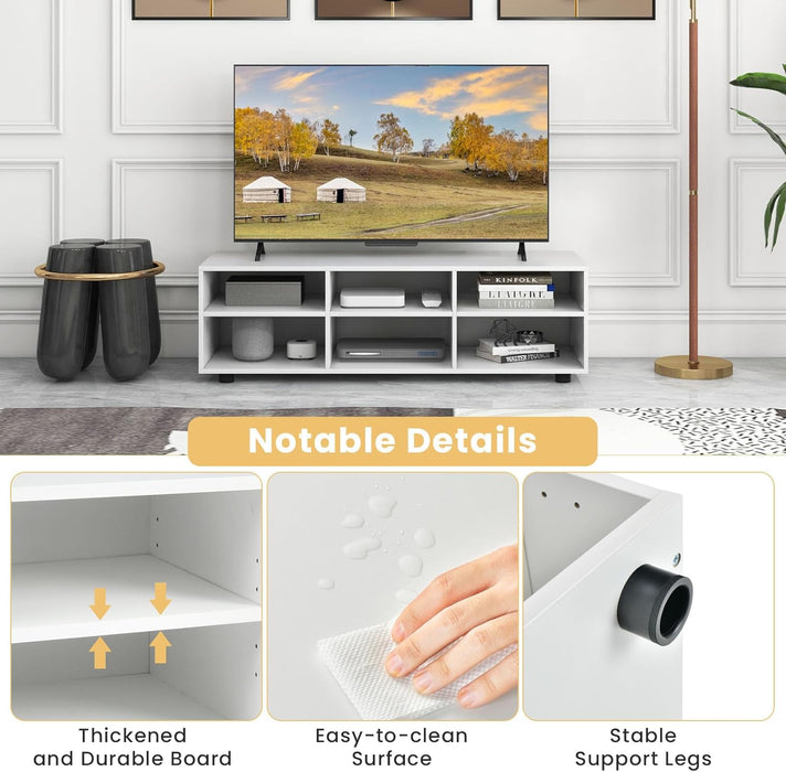 TV Stand for 55 Inch TV, Modern Entertainment Center with Storage & 4 Open Shelves, Wooden Television Stands, TV Media Console Table for Living Room, Bedroom (45")