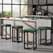 24.6" Bar Stools Set of 4 with PU Leather Upholstered Seats, Green | Counter Height Bar Stools with Metal Frame & Footrest, Modern Backless Kitchen Barstools for Home Bar, Dining Room