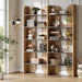 5-Tier Farmhouse Bookshelf, 70.87-Inch Tall Double Wide Bookcase with Open Shelves, Vintage Floor Standing Book Shelf (1, Brown+Black)