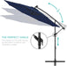 10Ft Solar LED Offset Cantilever Hanging Market Patio Umbrella, 8 Sturdy Ribs, Easy Adjustment - Navy Blue