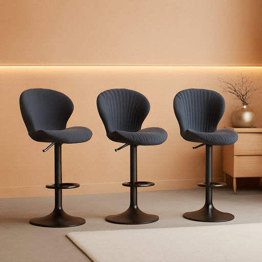 Bar Stools Set of 3 Modern Swivel Bar Chairs, Barstools Counter Height with High Backrest, Easy 3-5 Minute Assembly for Bar, Kitchen, Dining Room Dark Grey