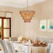 Gold Rattan Chandelier NineteenPointSeven Inch BohoChic