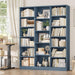 Blue Triple Wide Freestanding Bookshelf 74Inch Tall