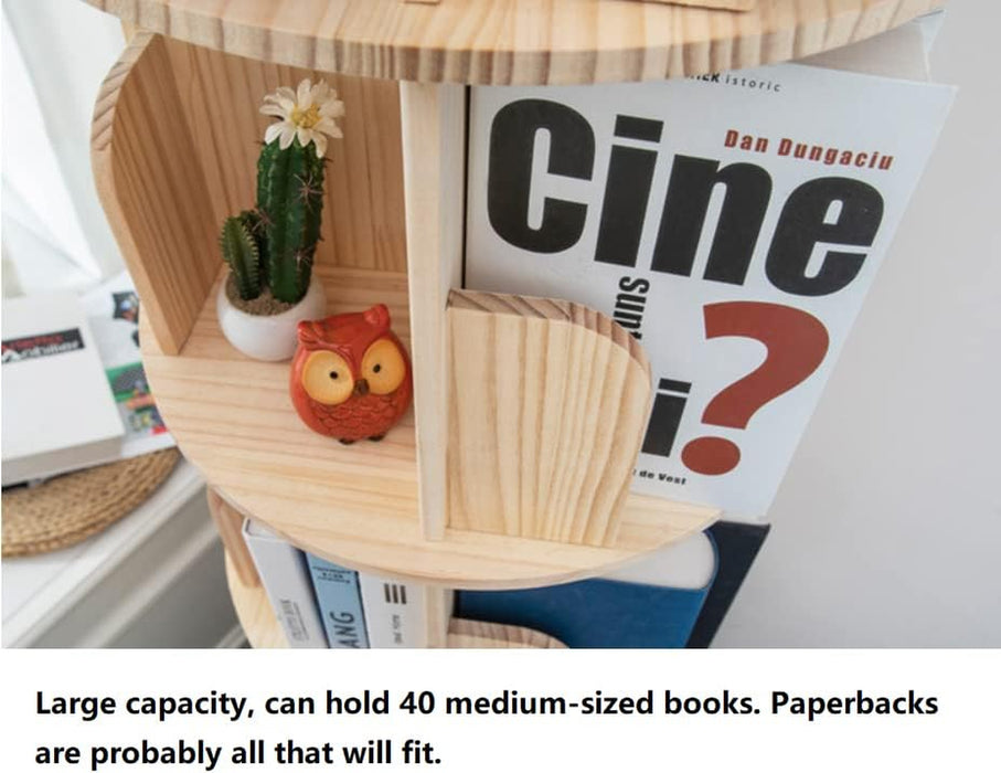 Wooden Rotating Bookshelf 2Tier Floor Display Rack