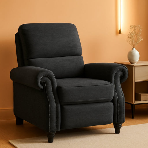 Pushback Recliner Chair, Chenille Upholstered Accent Chairs, Adjustable Reclining Sofa with Easy Lounge for Living Room Office 4865 (Grey)