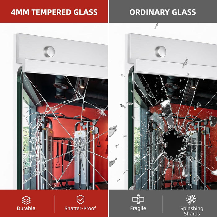 Home Gym Mirror for Wall, 50"X25"-3Pcs Frameless Tempered Glass Mirror