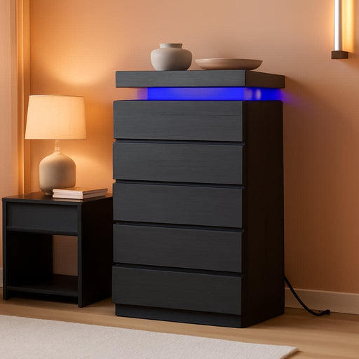 54Inch Tall Dresser With Five Drawers LEDIlluminated