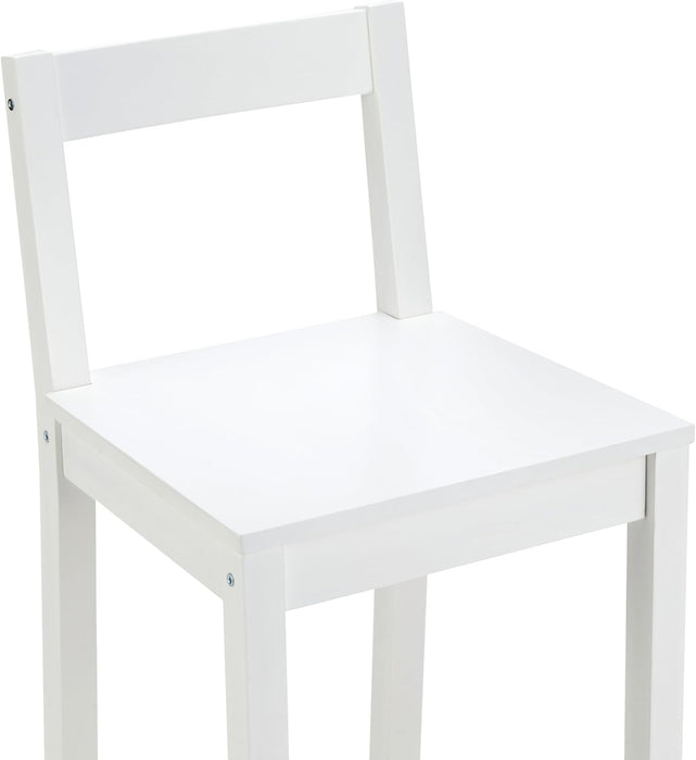 Wooden Bar Stool with Backrest, White, Set of 2
