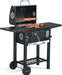 Charcoal Grills with Two Foldable Side Tables, 353 Sq.In Cooking Area Outdoor Smoke Barbecue Bbq Grill for Camping, Backyard Party, Patio, Picnic, Garden, Black,18"D X 43"W X 37"H