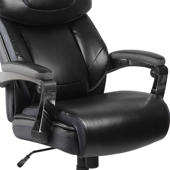 Hercules Series High-Back Swivel Leathersoft Office Chair, Ergonomic Executive Chair with Headrest and Adjustable Height, Black