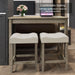 3-Piece Counter Height Bar Table Set with Socket and 2 Fabric Padded Bar Stools, Tall Kitchen Breakfast Dining Table Set with Stools (1+2 Natural)