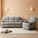 Soft Microfiber Reclining Sofa Set, Drop down Table, Cupholder Console, Living Room Set, Sofa Loveseat Glider Chair 8018M (Light Grey, Sofa+Loveseat)