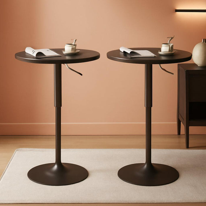 23.6'' round Pub Table Set of 2, Adjustable Height Cocktail Tables for Events, Swivel High Top Table for Bistro, Kitchen, Restraurant, Indoor & Outdoor, Black